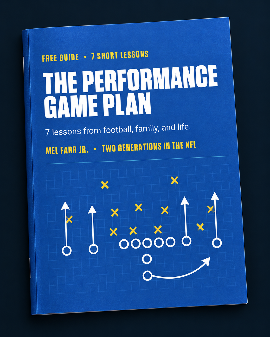 The Performance Game Plan by Mel Farr Jr., a thin blue football playbook